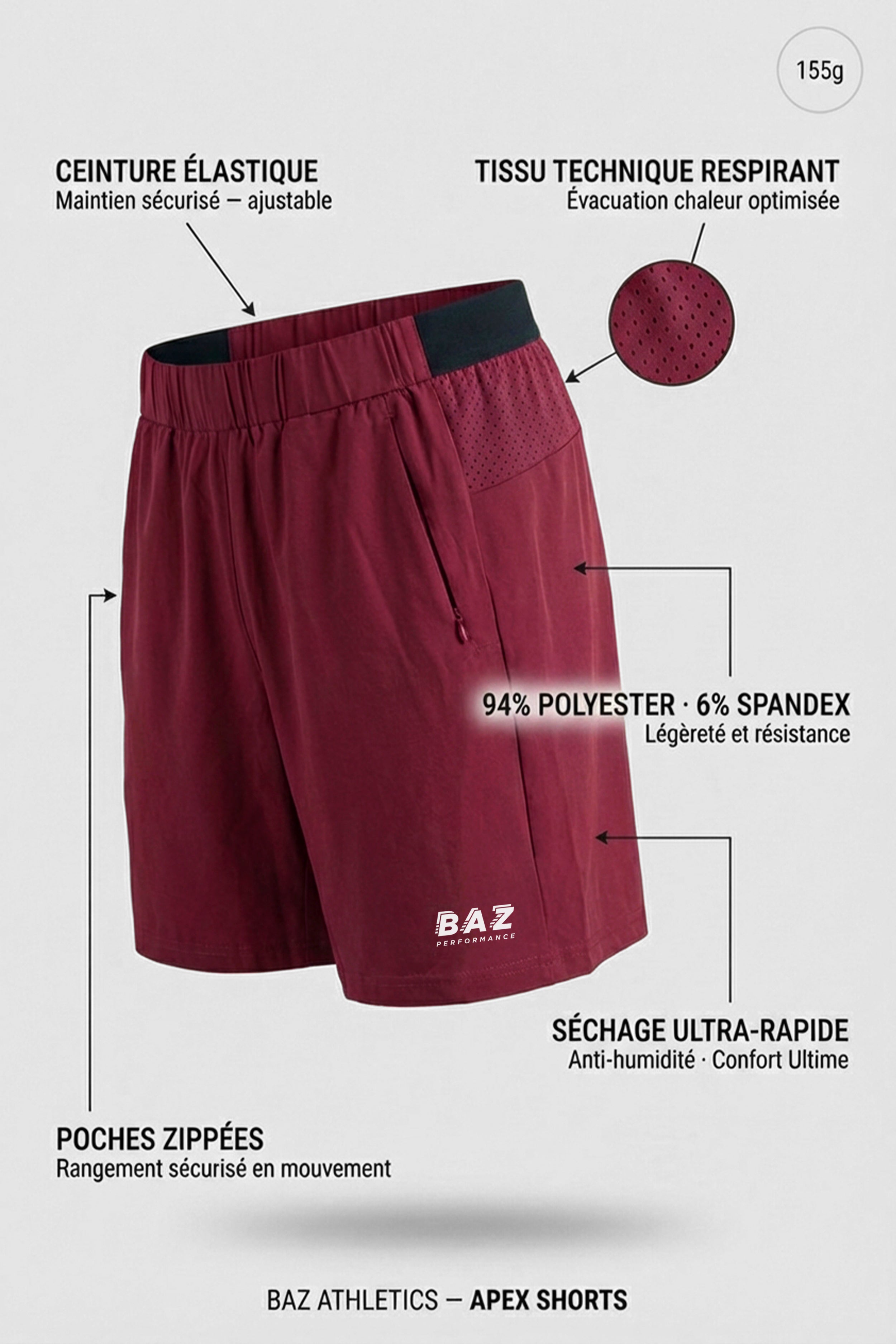 Apex Performance Short - Bordeaux