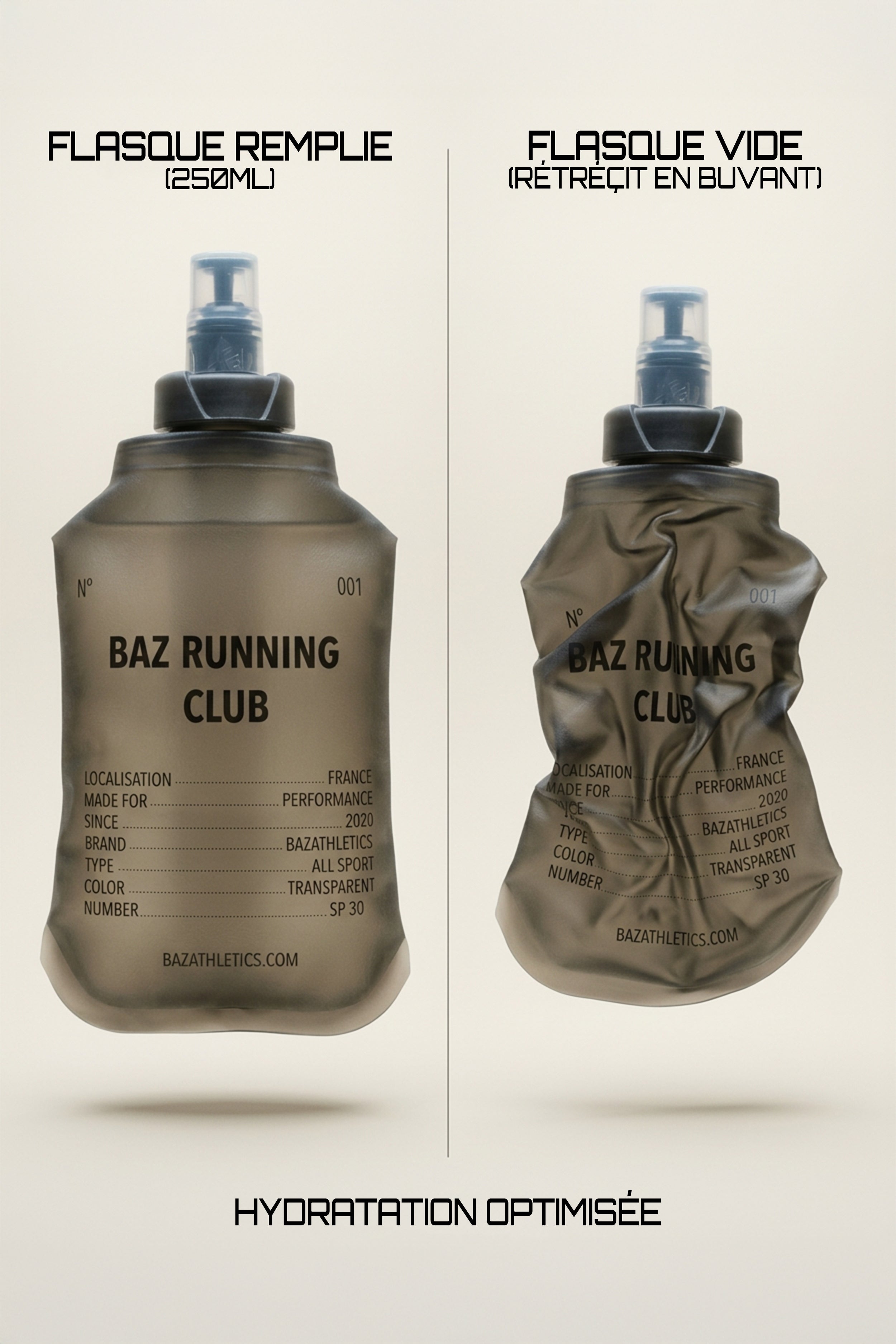 flasque souple running pleine vide compressible hydratation course