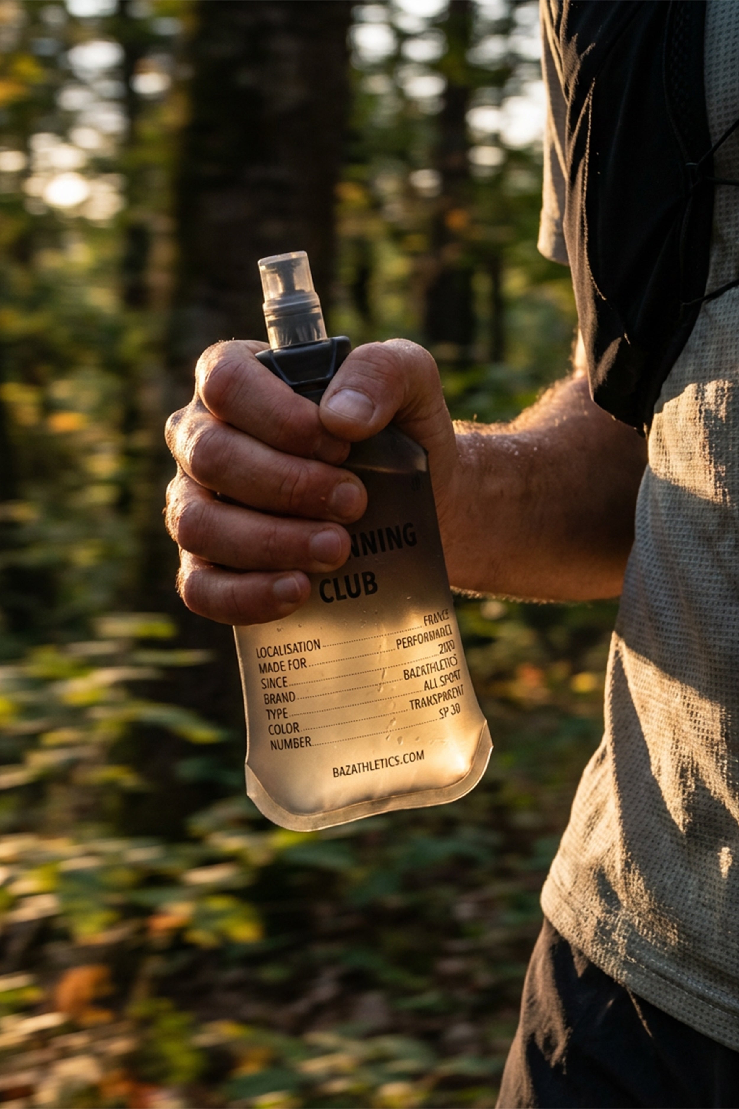 gourde souple trail running main 250ml silicone course nature