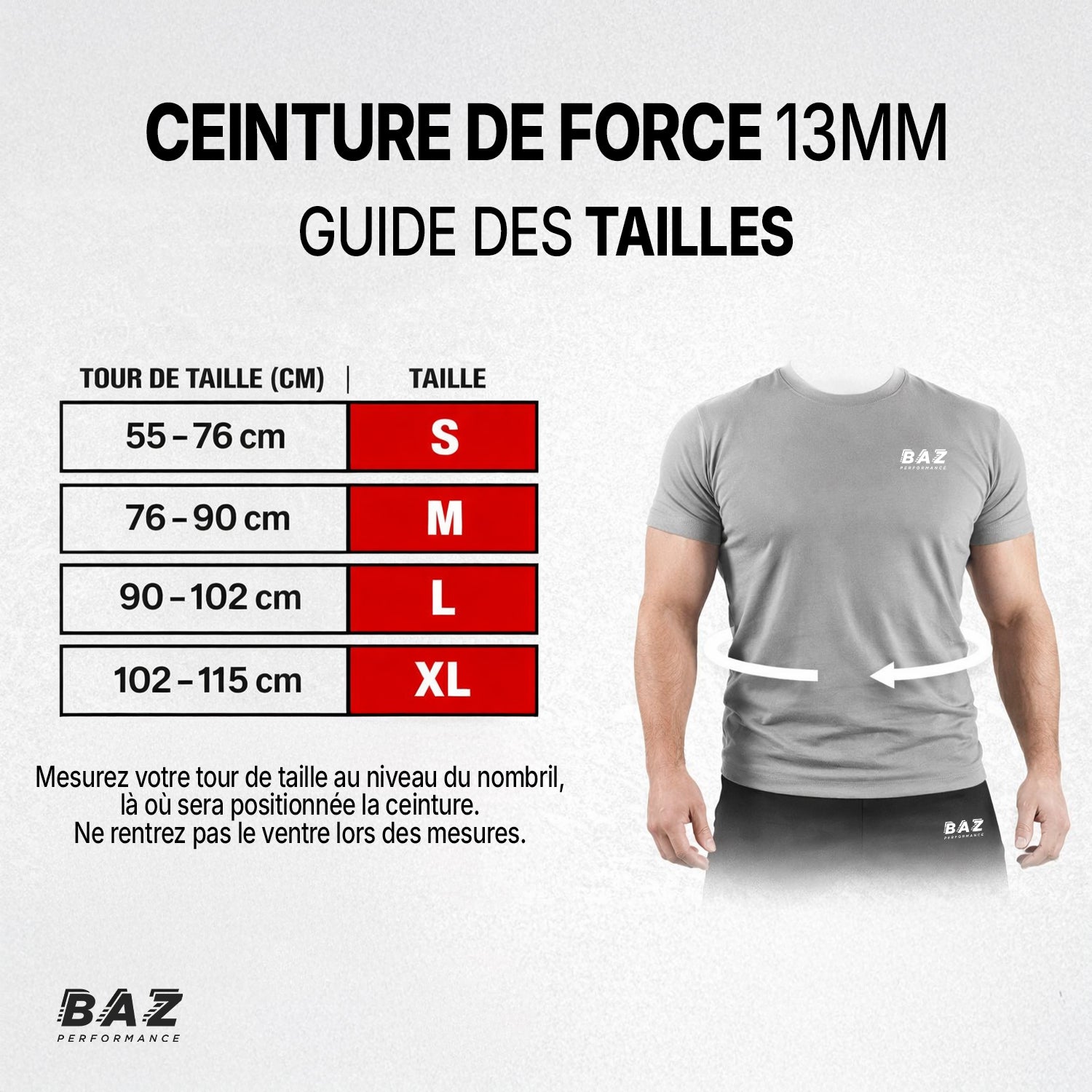 guide des tailles ceinture de force musculation powerlifting