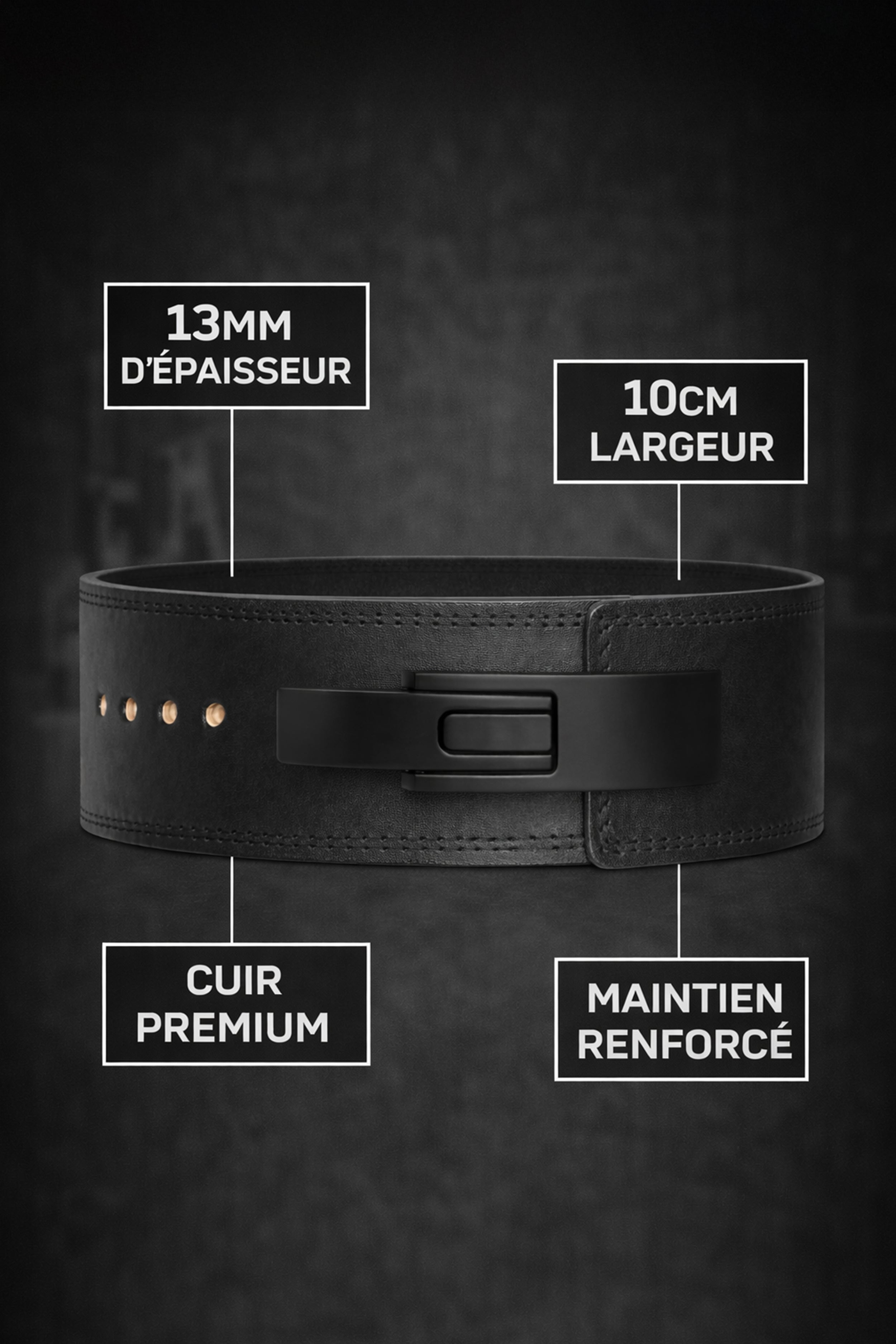 ceinture force cuir 13mm caractéristiques techniques powerlifting