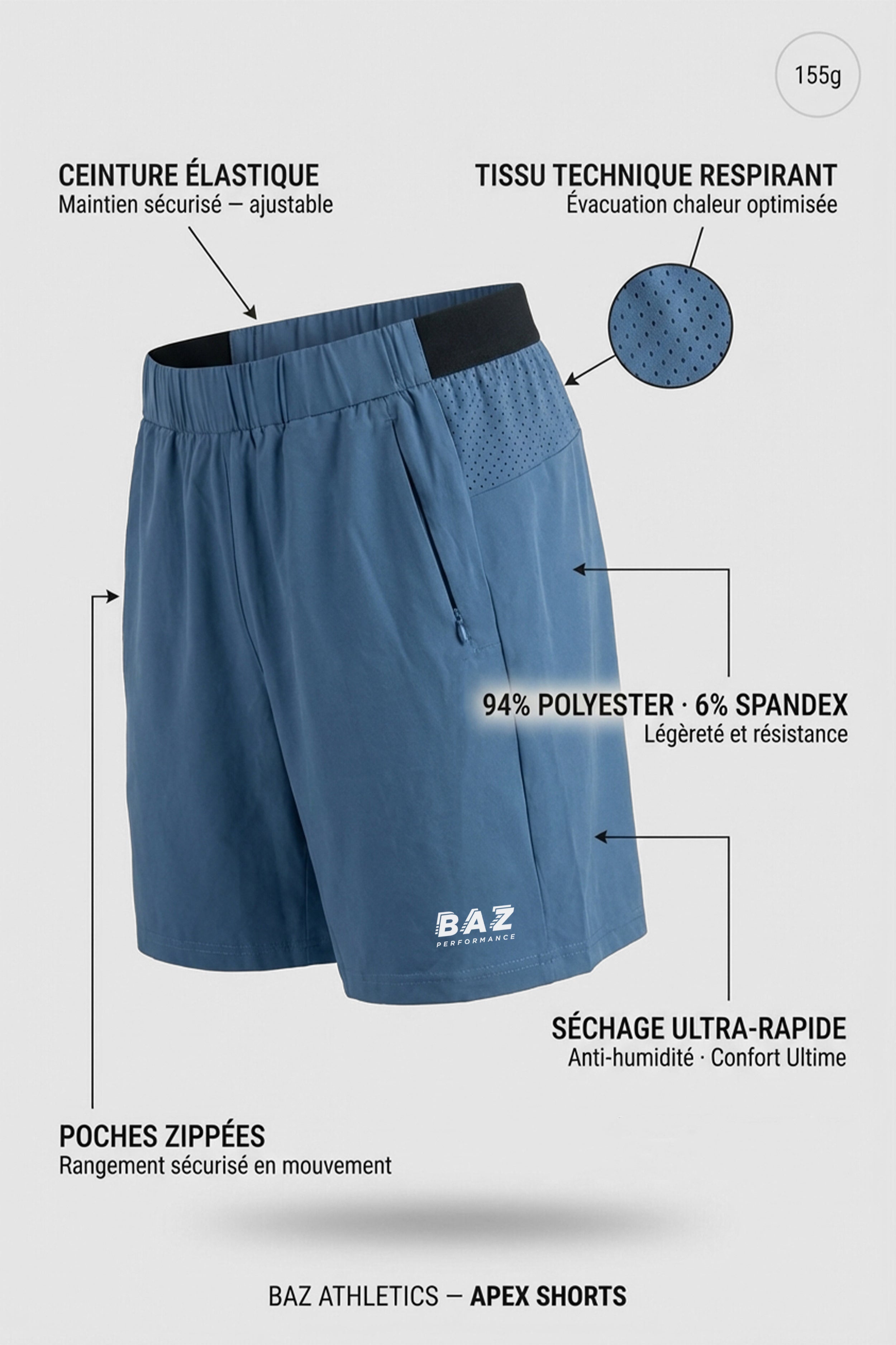 Apex Performance Short - Bleu