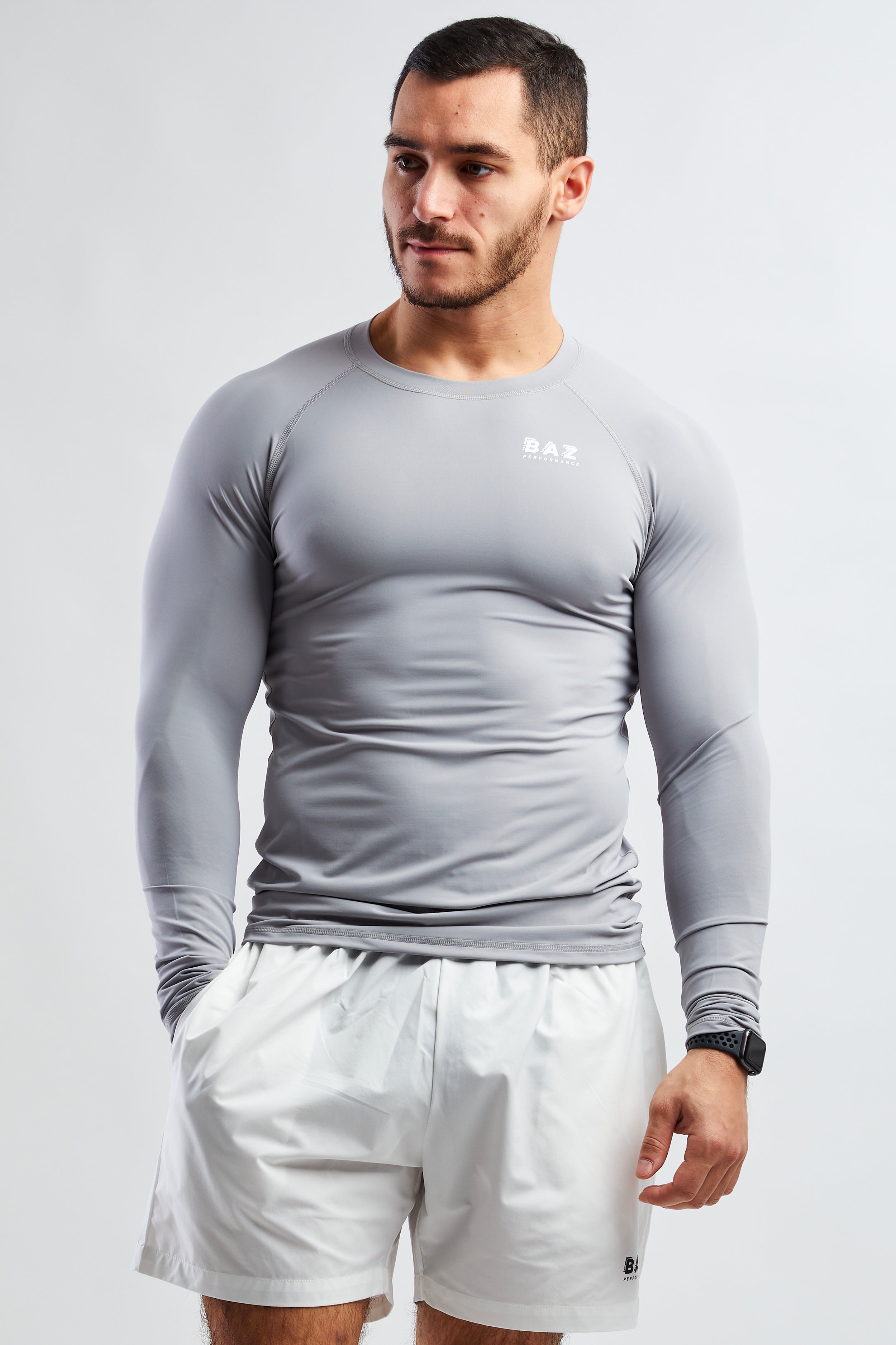 T-shirt Manches Longues Compression - Gris Clair
