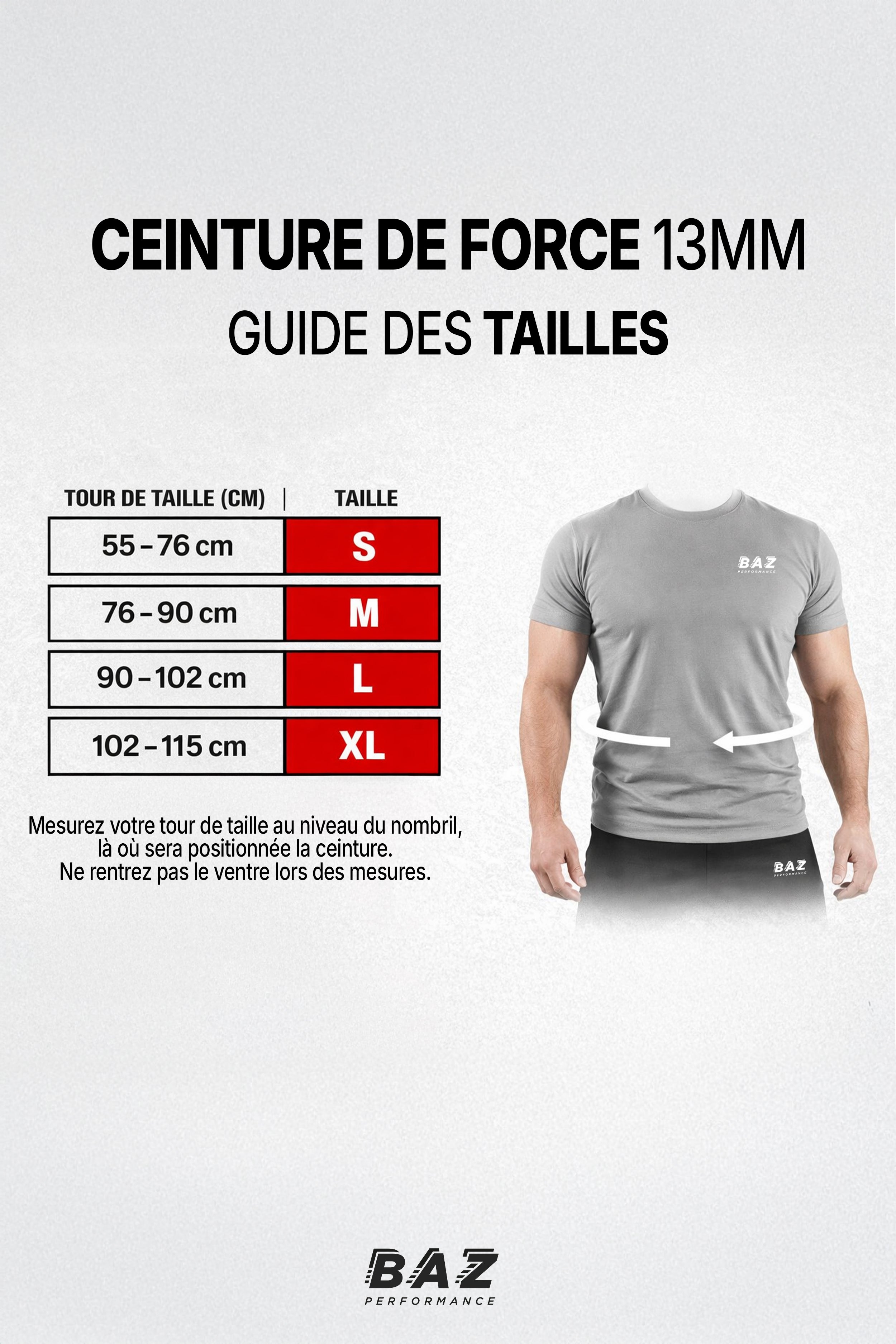 guide tailles ceinture force cuir 13mm powerlifting homme femme